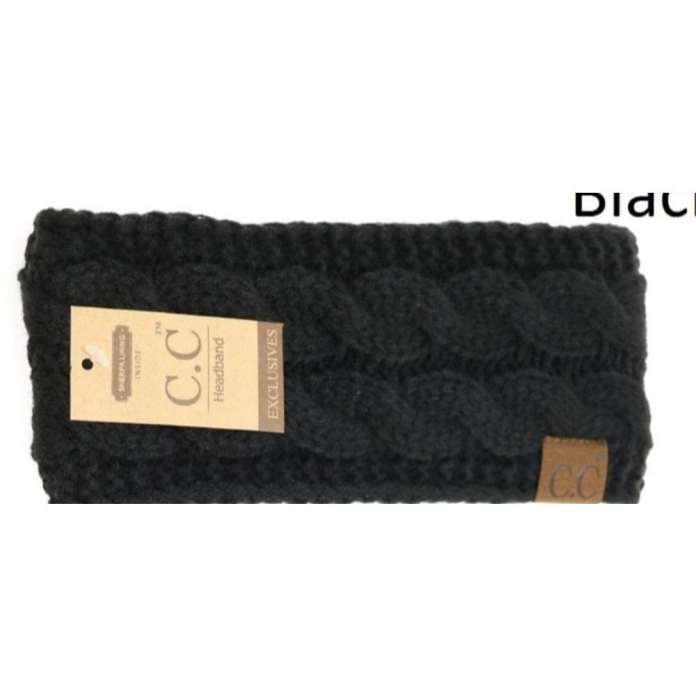 C.C Beanie Fuzzy Inside Headband Black New